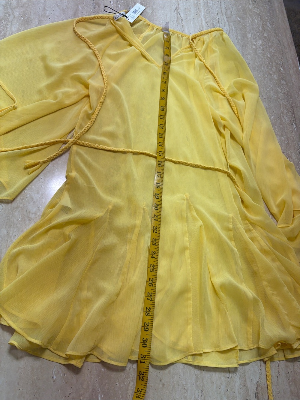 NWT Yellow Alice +Olivia sheer dress - Picture 9 of 11